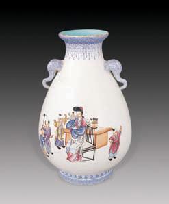 民国 粉彩人物象耳尊