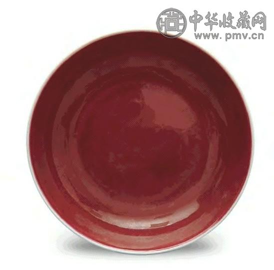 清光绪 祭红釉盘