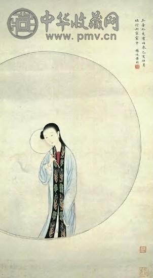 黄均 当代 纨扇仕女 轴