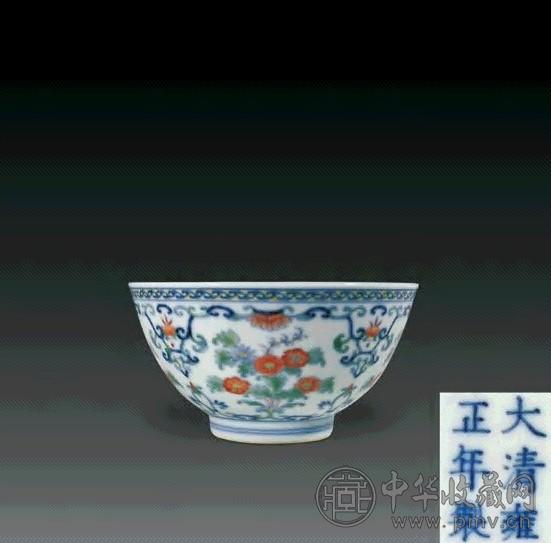 清雍正 斗彩四季花小碗