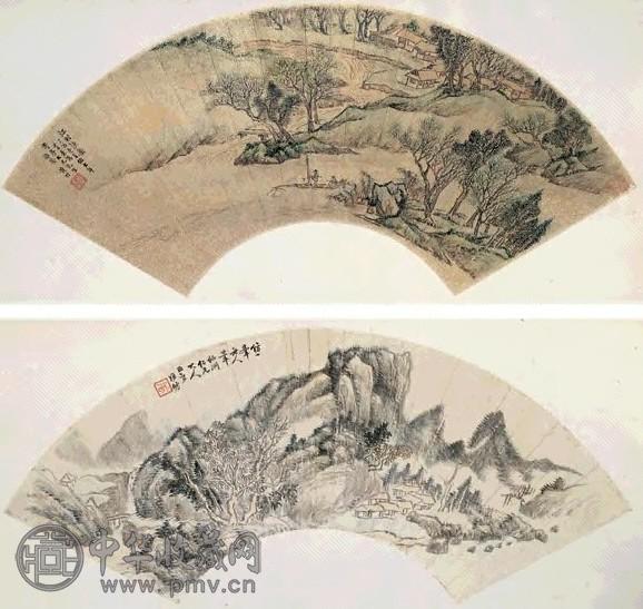 黄均 1837年作 名人书画 扇面 十四开