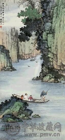 近现代 袁松年 山光潭影 轴