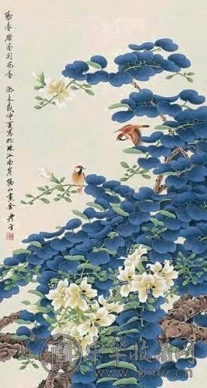 周彦生 癸未(2003)年作 阳春岭南荆花香 立轴 设色纸本