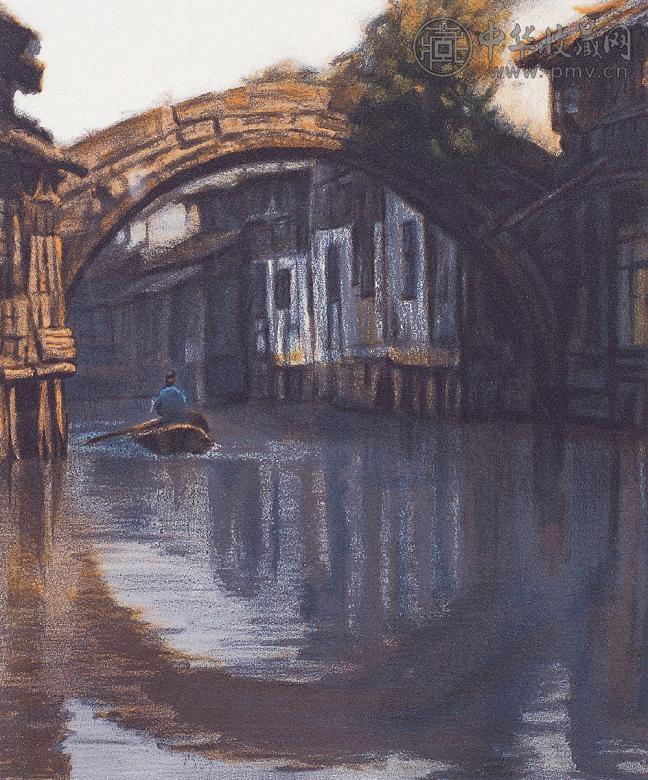 陈逸飞 1985年作 和平之桥 纸本 石版画