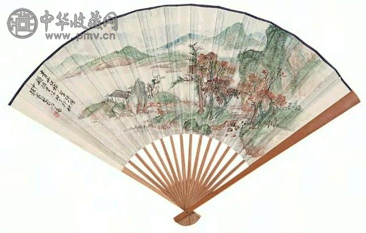 赵云壑 青山红树 成扇 设色纸本