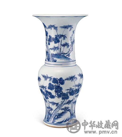 清康熙 青花松竹梅凤尾尊