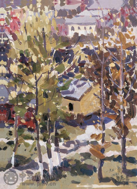 周春芽 2002年作 风景 布面 油画