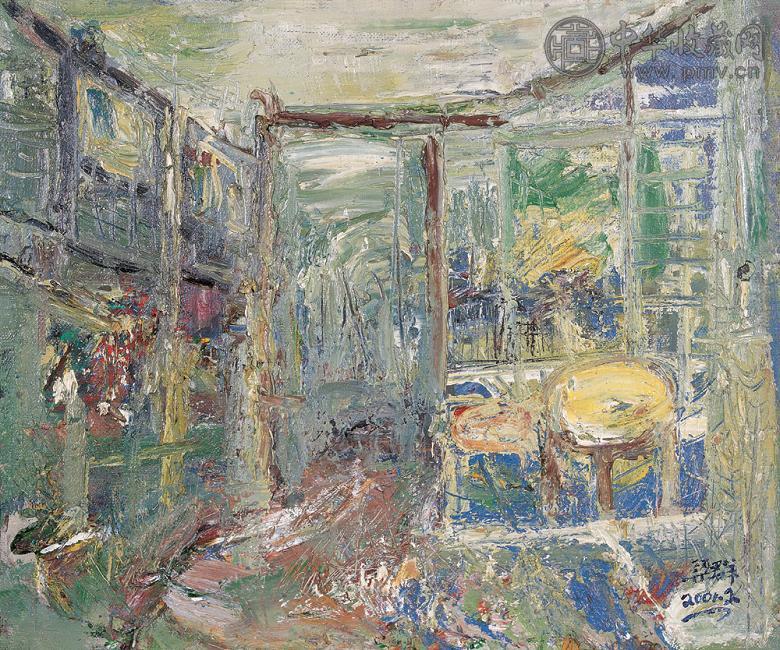 梁群 2001年作 室内 布面 油画