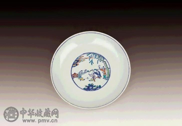 清道光 斗彩婴戏盘