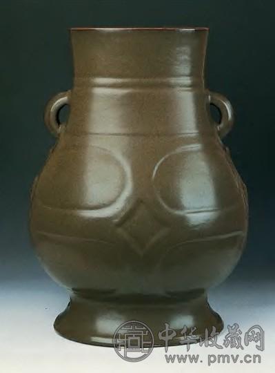 清乾隆 茶叶末釉拐耳樽