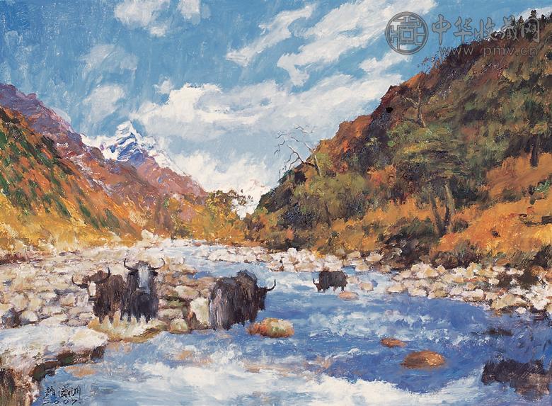 赵瀛洲 雪域风情系列 布面 油画