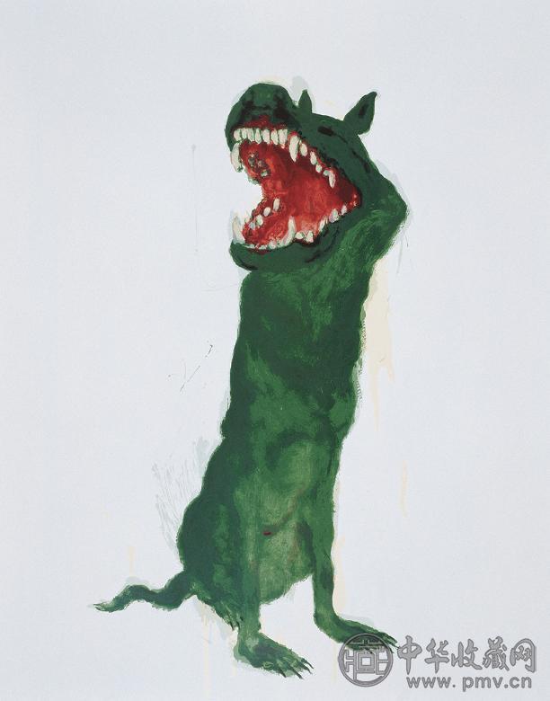 周春芽 绿狗 纸本 版画