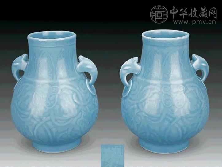 民国 年窑暗刻兽面纹双耳尊(1对)