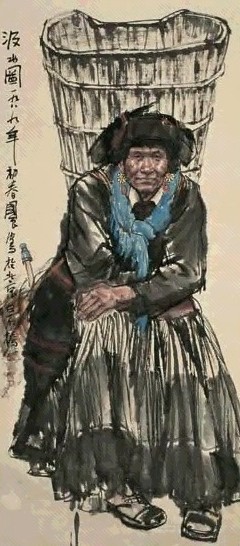 史国良 1989年作 汲水图 立轴 设色纸本
