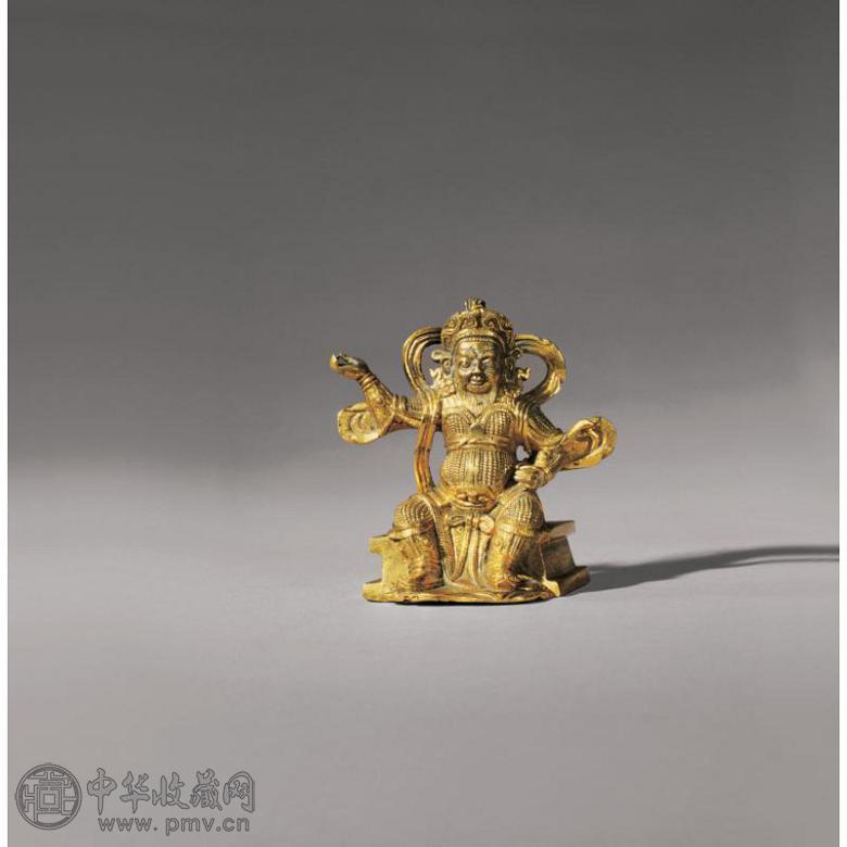 明十六世纪 鎏金铜天王坐像