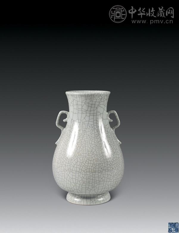 清雍正 仿哥釉螭耳尊 清雍正 仿哥釉螭耳尊