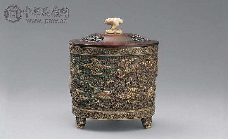 明 云鹤纹铜香炉