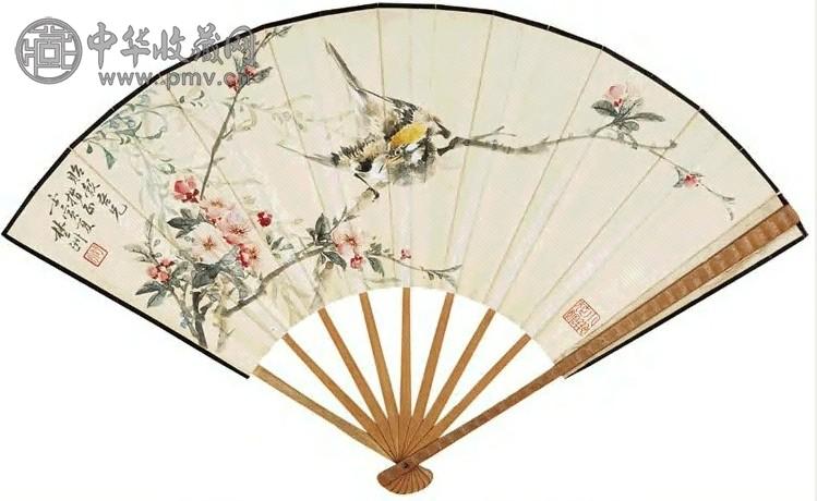 汪仰真 吴野洲 1962-1963年作 花鸟 花鸟 成扇 设色纸本