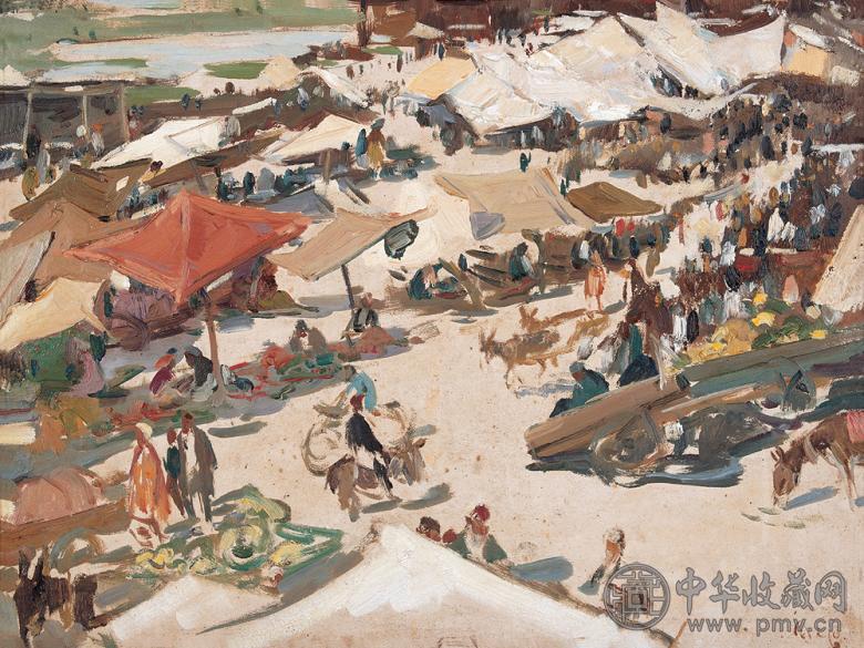 全山石 1979年作 集市 布面 油画