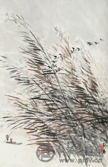 刘仑 己未(1979年)作 芦雁图 立轴 设色纸本