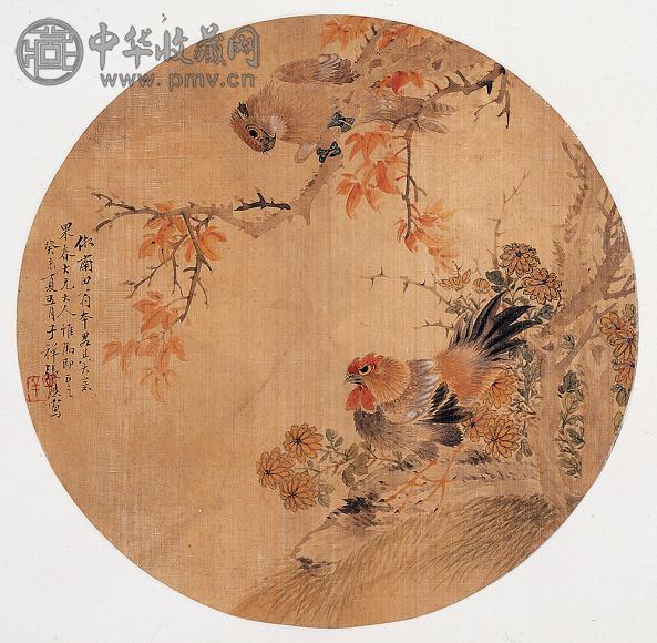 张熊 癸未(1883年)作 花鸟 扇面 设色绢本