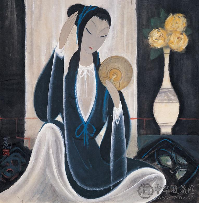 林风眠 揽镜梳妆仕女