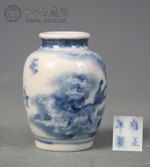清 青花双狮纹小罐