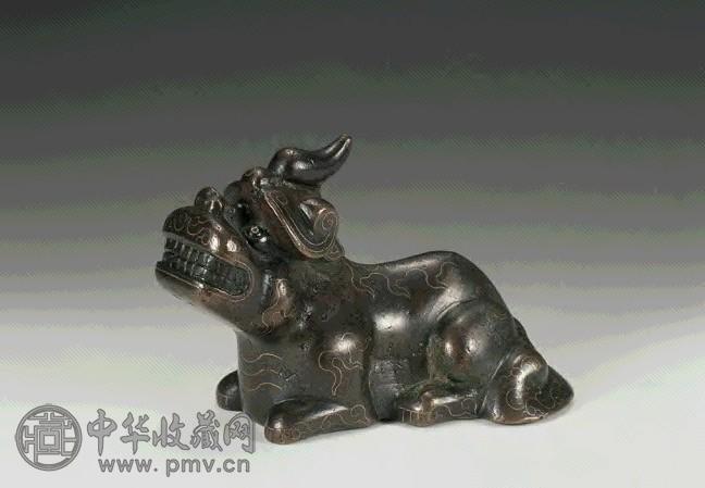 清 铜嵌金丝独角兽