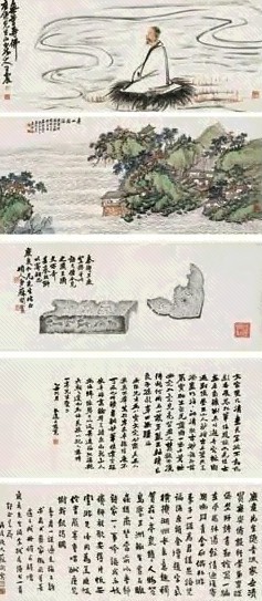 王震 吴淑娟 苏涧宽 书画合璧 手卷 设色纸本