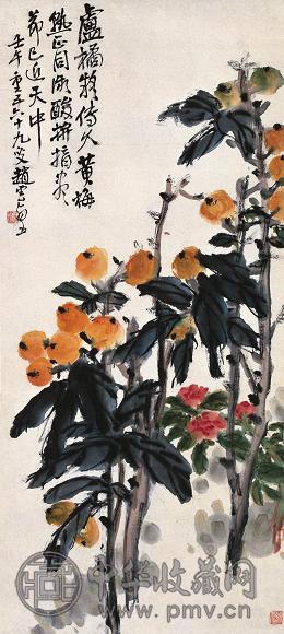 赵子云 枇杷图 立轴 设色纸本