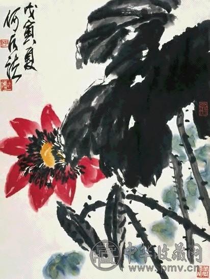 何水法 朝锦 立轴 设色纸本