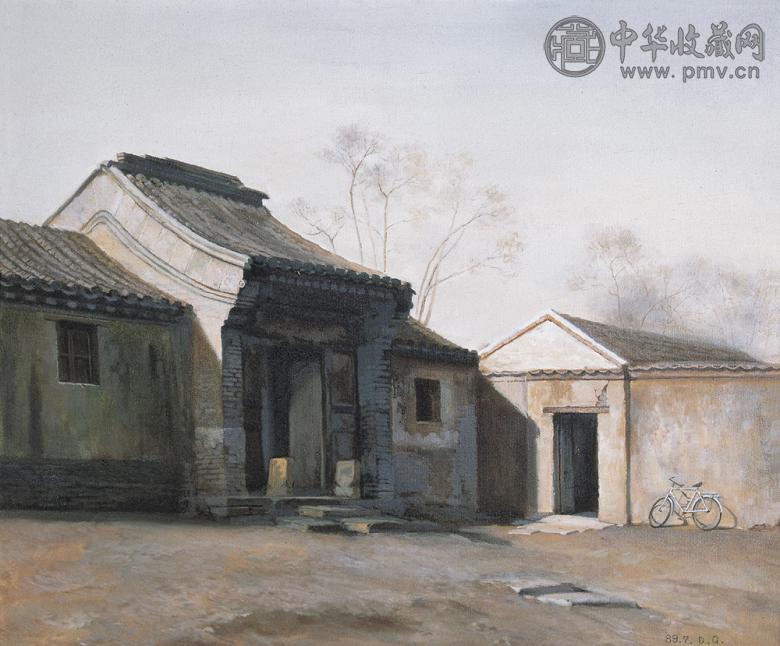 何大桥 村居 布面 油画