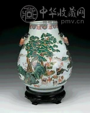 清光绪 粉彩鹿首耳百鹿尊