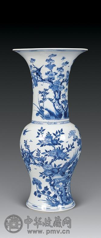 清 青花花鸟纹凤尾尊