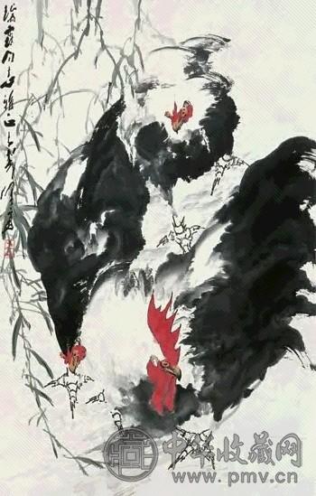 王子武 群鸡图 立轴 设色纸本