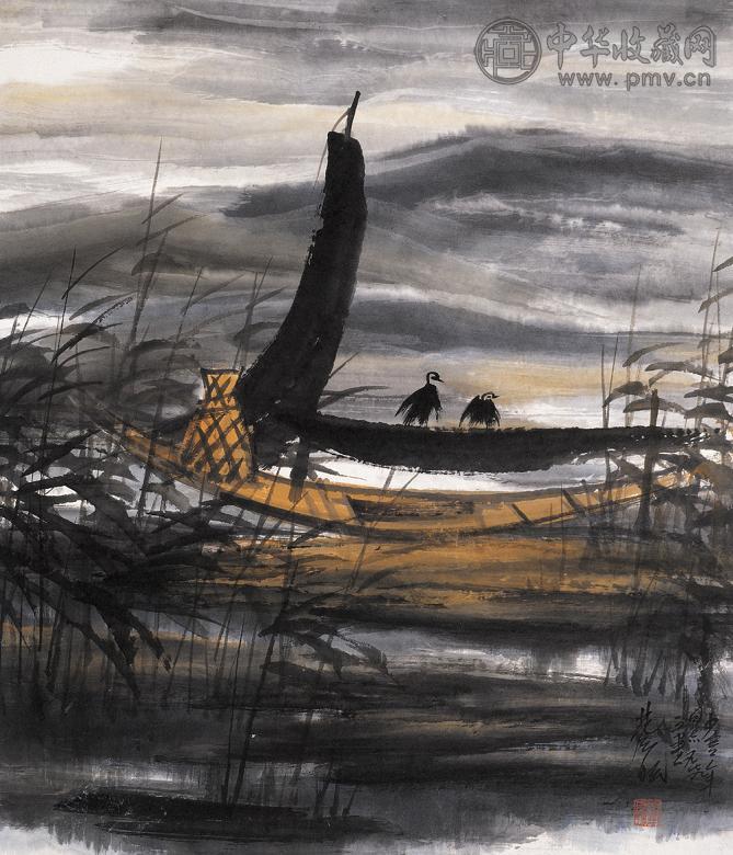 林风眠 鸬鹚渔歌图 纸本 设色