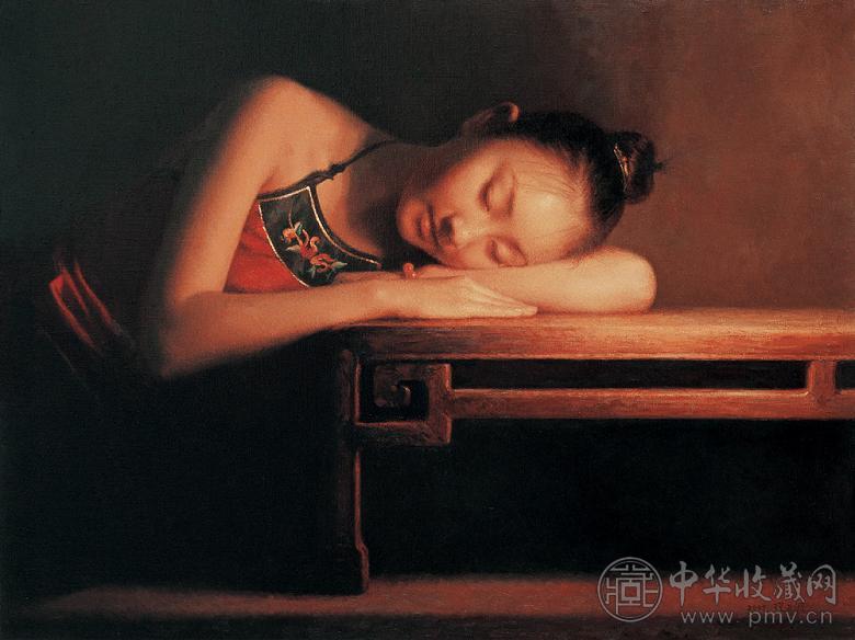 张义波 2005年作 烛光下 布面 油画