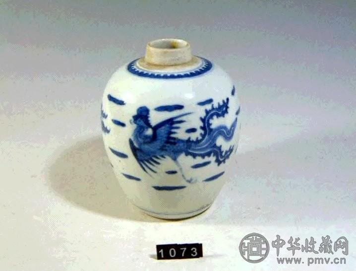 清康熙 青花云凤罐