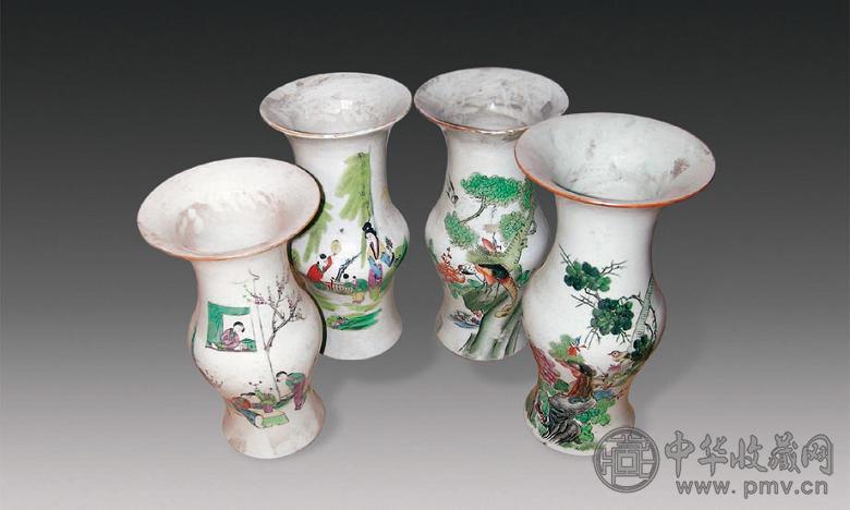 民国 粉彩花觚(4件)