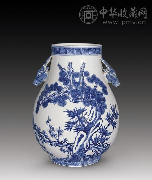 清光绪 青花松竹梅鹿头尊