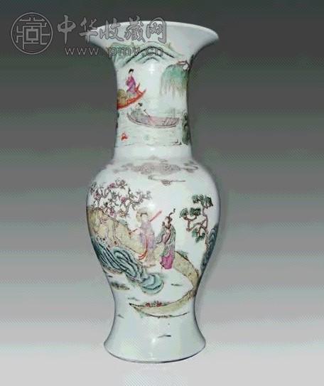 清 粉彩人物凤尾尊