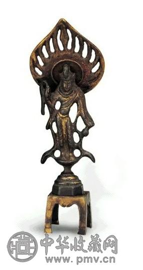 唐 铜鎏金三拿观音