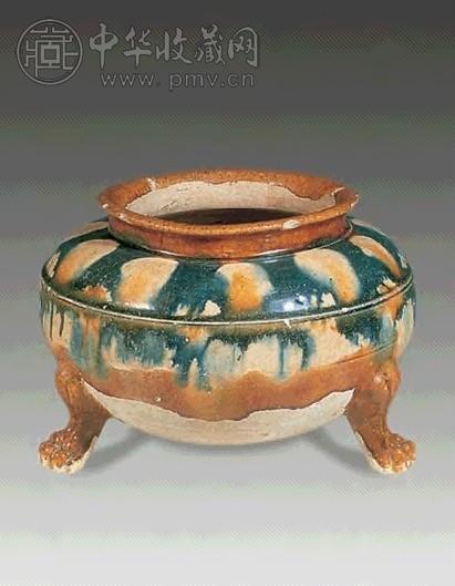 唐三彩弦纹炉