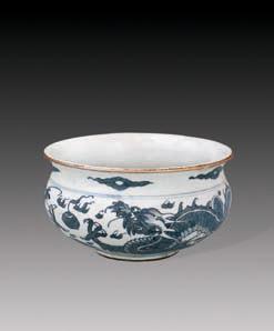 清初 青花龙纹炉