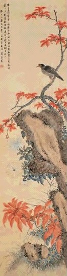 吴青霞 花鸟锦秋图 立轴 设色纸本