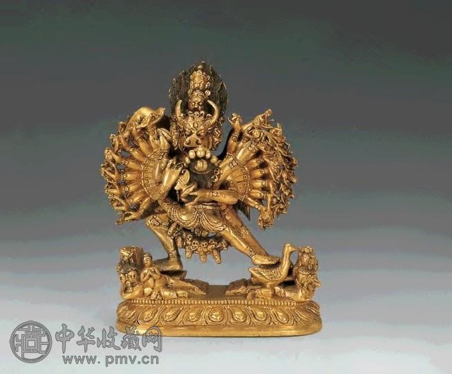 清 铜鎏金大威德金刚像