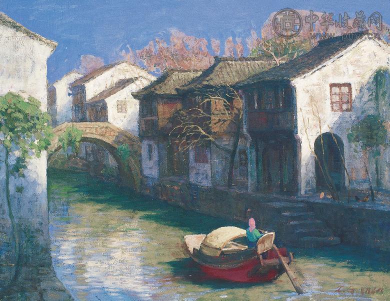 沈行工 水乡之行 布面 油画