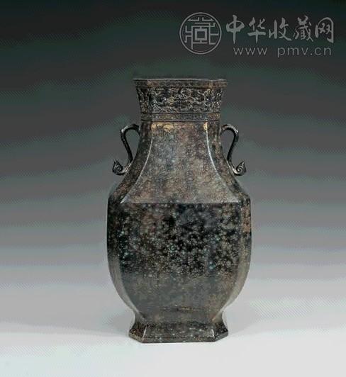 清 仿古铜釉彩双耳尊