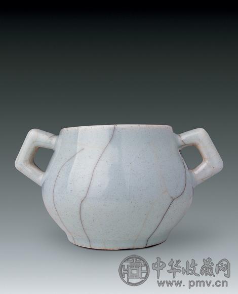 清 仿官窑双耳尊