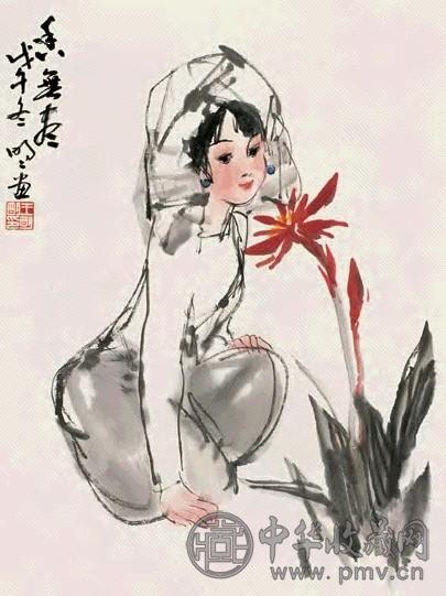 王明明 1978年作 香无尽 立轴 设色纸本